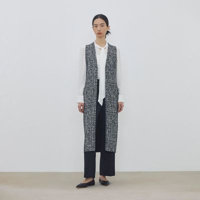 ツートーンジャカード Vネックロングジレ | maison TOMORROWLAND