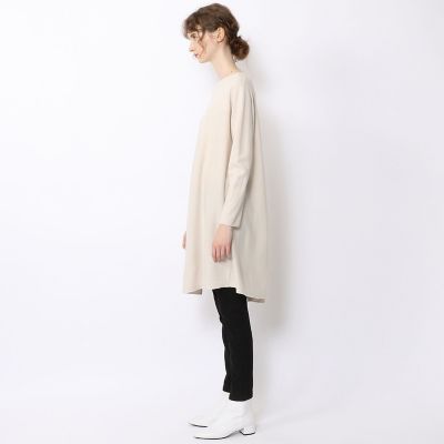 ウールポリエステル　クルーネックワンピース