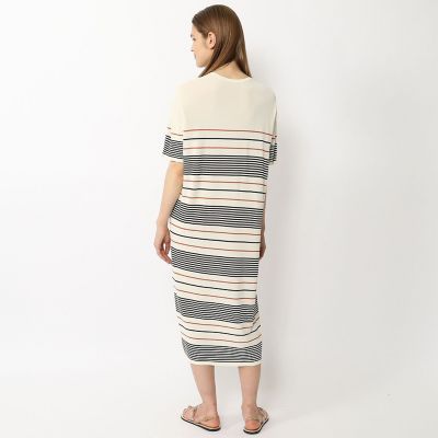 レーヨンストレッチ　クルーネックワンピース