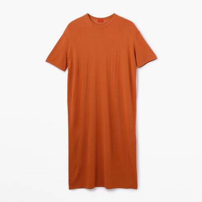 レーヨンストレッチ　クルーネックワンピース