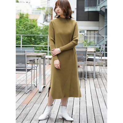 ウーステッドウールリブ ビルドネックワンピース | maison