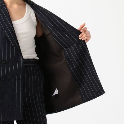 アセテートリネンストライプ ダブルブレストジャケット | maison