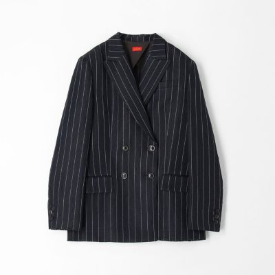 アセテートリネンストライプ ダブルブレストジャケット | maison