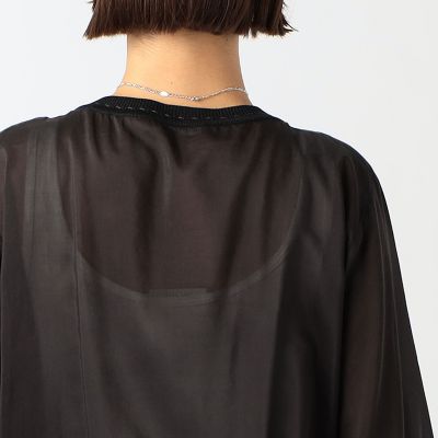 コットンシルクローン　クルーネックカーディガン
