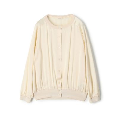 ＜maison TOMORROWLAND＞ストレッチシルクサテン　クルーネックカーディガン