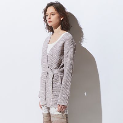 ＜maison TOMORROWLAND＞コットンニット　ベルテッドノーカラージャケット