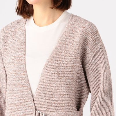 美品　DES PRES コットンニット ベルテッドノーカラージャケット　22SS 美品 DES PRES コットンニット ベルテッドノーカラージャケット