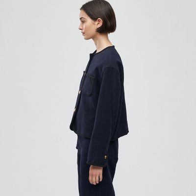 コットンモールスキン クルーネックジャケット | maison TOMORROWLAND