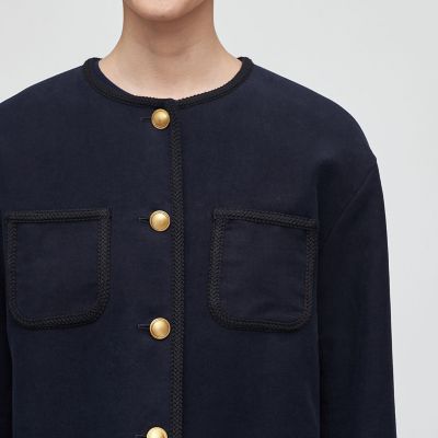 コットンモールスキン クルーネックジャケット | maison TOMORROWLAND