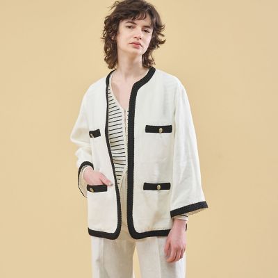 ヘビーオックスフォードリネン ノーカラージャケット | maison