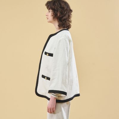 美品　MUSE Deuxieme Classe リネン　ノーカラージャケット 美品♡ミューズドゥドゥーズィエムクラス コンチネンタルリネン