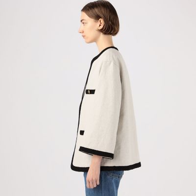 コットンリネンハイカウントクロス ノーカラージャケット