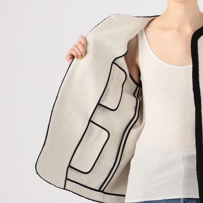 コットンリネンハイカウントクロス ノーカラージャケット