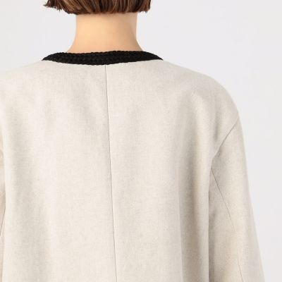 美品✨DES PRES コットンリネンハイカウントクロス ノーカラージャケット コットンリネンハイカウントクロス ミディジャケット（ノー