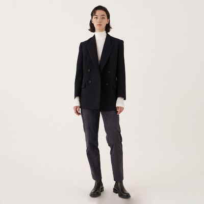 【D＆G】ダブルブレストのフラワーアップリケウールジャケット ダブルブレストジャケット バージンウール／カシミア混紡