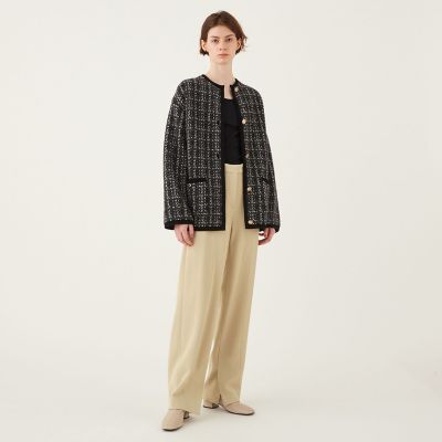 プチブークレーツイードニット クルーネックジャケット | maison