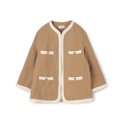 コットンリネンキャンバス クルーネックジャケット | ファッション・服