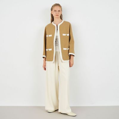 コットンリネンキャンバス クルーネックジャケット | maison
