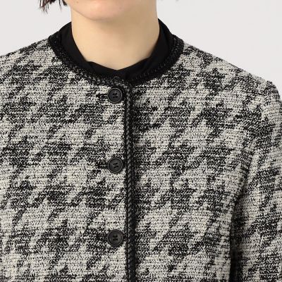 ハウンドトゥースブークレーツイード クルーネックジャケット | maison