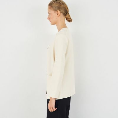 プチブークレーミラノリブ ノーカラージャケット | maison