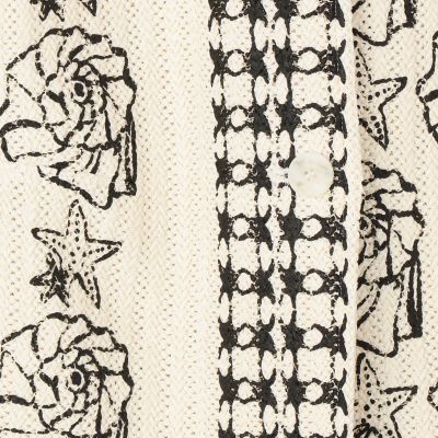 シェルプリントラッセルニット　クルーネックジレ