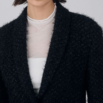 ヘアリーループツイード　ショールカラージャケット