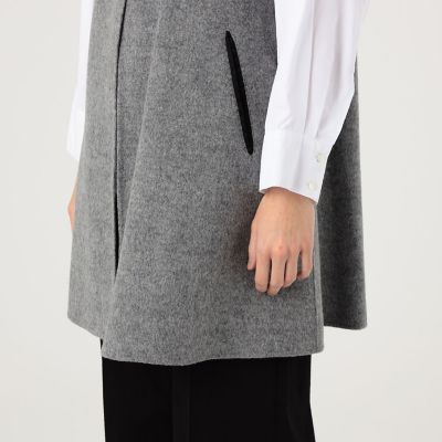 ライトダブルフェイスシャギー　ストール付きジレ