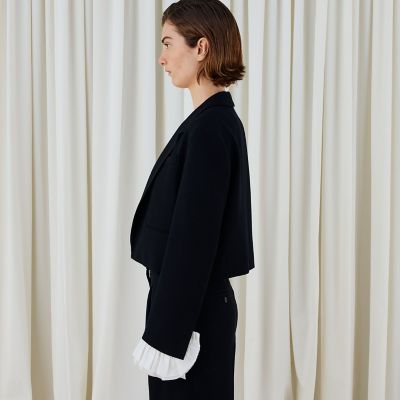 ウールジョーゼット　クロップドジャケット
