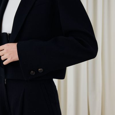 ウールジョーゼット　クロップドジャケット