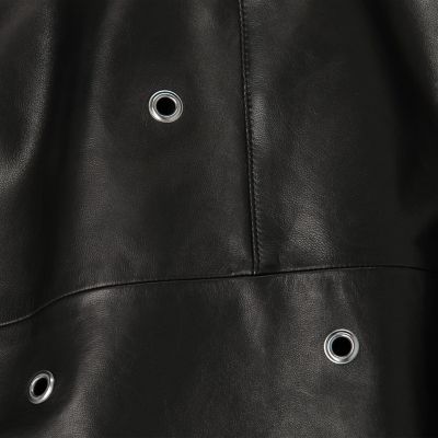 ラムレザーアイレット　クロップドブルゾン