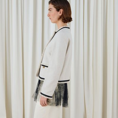 コットンリネンハイカウントクロス クルーネックジャケット | maison