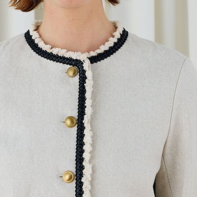 コットンリネンハイカウントクロス クルーネックジャケット