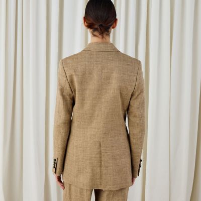 リネンシルクコットンヘリンボーン　ダブルブレストジャケット