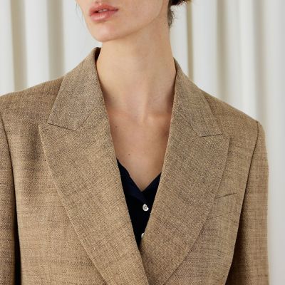 リネンシルクコットンヘリンボーン　ダブルブレストジャケット