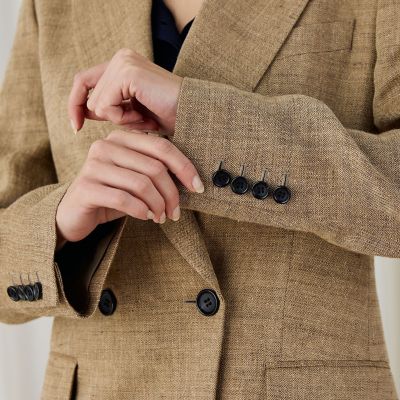 リネンシルクコットンヘリンボーン　ダブルブレストジャケット