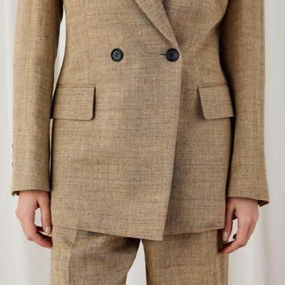 リネンシルクコットンヘリンボーン　ダブルブレストジャケット