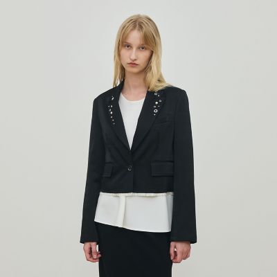 レーヨンサテン クロップドジャケット | maison TOMORROWLAND/メゾン