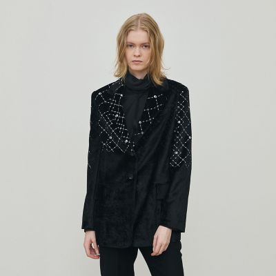 ダイヤモンドゲージエンブロイダリー ピークドラペルジャケット