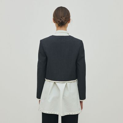 ハードウールオックスフォード クルーネックジャケット | maison