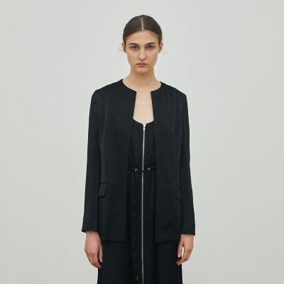 レディース ジャケット サイズ2 黒 レーヨン レーヨンサテン クルーネックジャケット | maison TOMORROWLAND/メゾン