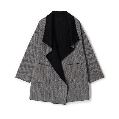 ヘリンボーンダブルフェイス トライアングルカラーコート | maison