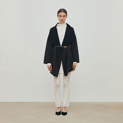 ヘリンボーンダブルフェイス トライアングルカラーコート | maison