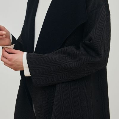 ヘリンボーンダブルフェイス トライアングルカラーコート | maison