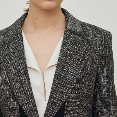 ウールリネンツイード バイカラージャケット | maison TOMORROWLAND