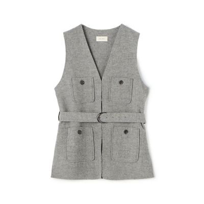 【送料無料】maison TOMORROWLAND/メゾン トゥモローランド ライトダブルフェイスシャギー ベルテッドジレ 16グレーケイ トップス【三越伊勢丹/公式】