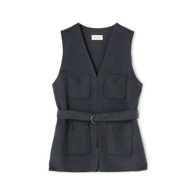 【送料無料】maison TOMORROWLAND/メゾン トゥモローランド ライトダブルフェイスシャギー ベルテッドジレ 17チャコールグレ- トップス【三越伊勢丹/公式】