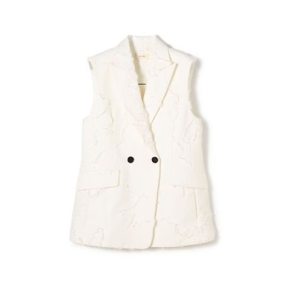 ＜maison TOMORROWLAND＞フリンジジャカード　ピークドラペルジレ