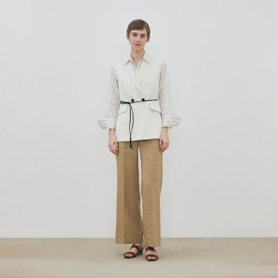 予約商品3月下旬以降順次お届け】サテンジョーゼット ベルテッドジレ