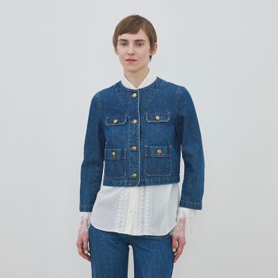 ハイデンシティーデニム クルーネックコンパクトジャケット ハイデンシティーデニム クルーネックコンパクトジャケット | maison