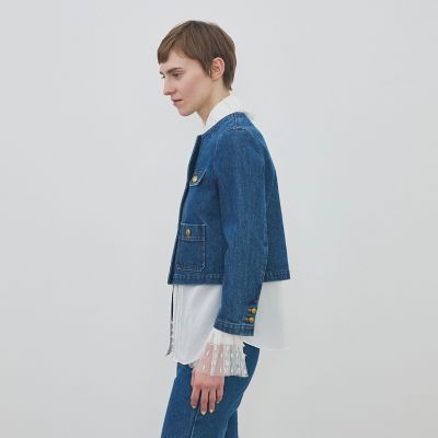 ハイデンシティーデニム クルーネックコンパクトジャケット | maison